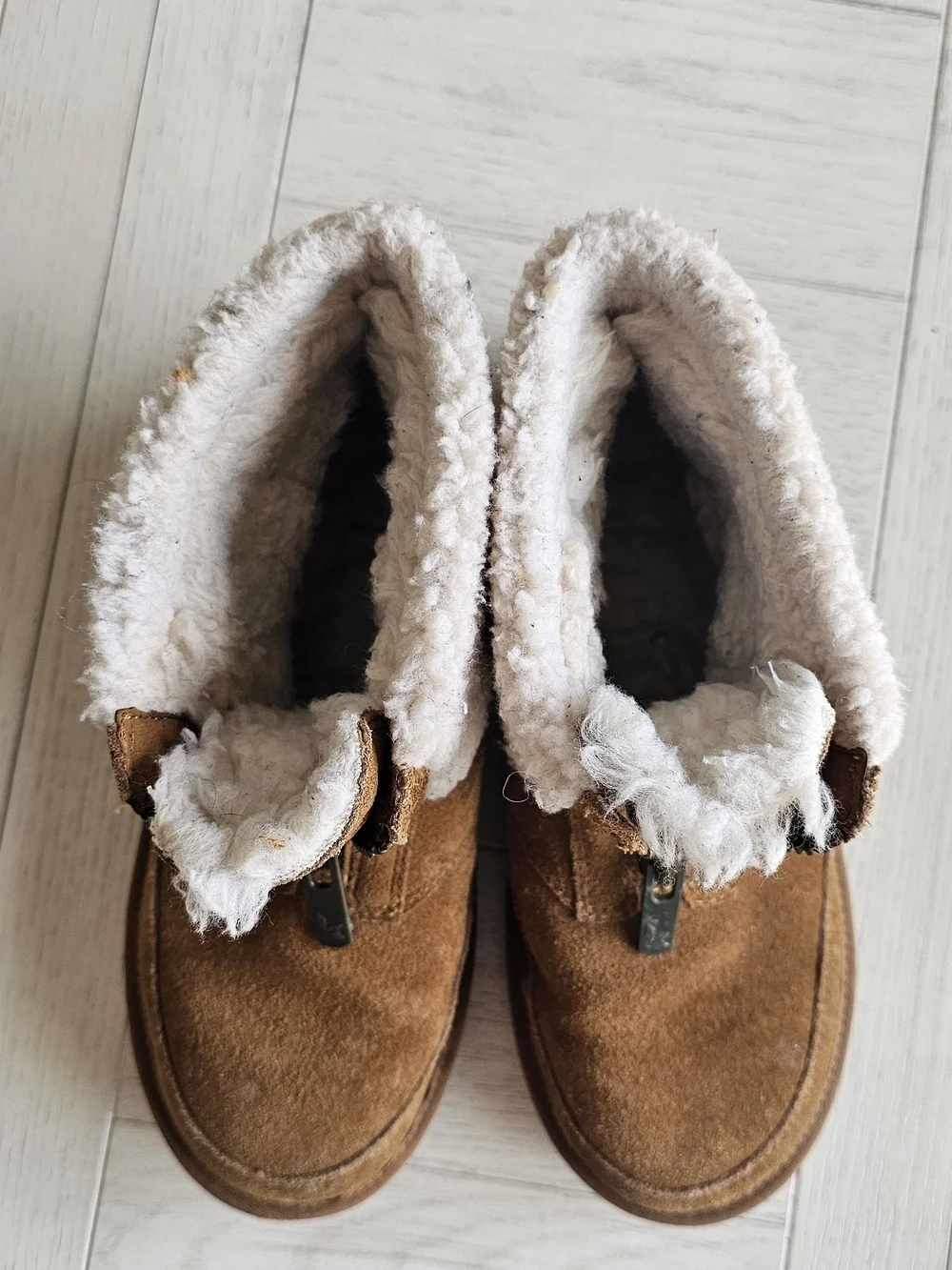 Koolaburra Chestnut Suede Shearling-Lined Ankle Boots